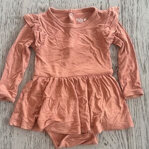 Kyte BABY Terracotta colored Long Sleeve Ruffle Dress